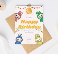 Labubu Colorful Birthday Card | Editable Canva Template Instant Download