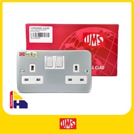 UMS 2 Gang Metal Switch Socket 2213M