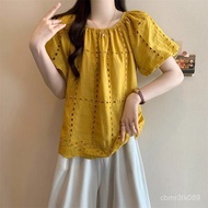 Lantern Sleeve Jacket Tulle Blouse Sunscreen Korean Lace Embroidered Flat Neck Strapless Shirt Women