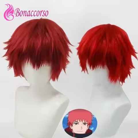 HOKAGE NINJA Sasori Cosplay Wig Synthetic Short Straight Wig Anime Coser Heat Resistant Fiber High Q
