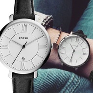 Real Photo (Original) Fossil Womens Jacquelines Date Navy Black Leather Watch ES3972 Jam Tangan Wani