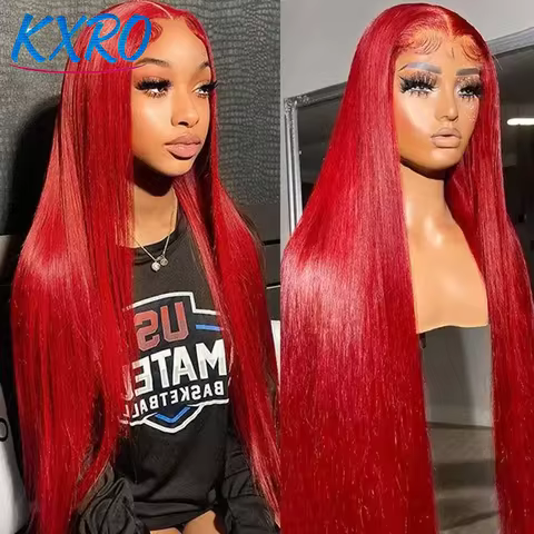 Colored Straight Human Hair Wigs 13x4 HD Lace Frontal Wigs 99J Burgundy Lace Front Human Hair Wigs F