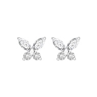 Merii ต่างหูเงินแท้ 925 ชุบโรเดียมประดับ CZ ดีไซน์ผีเสื้อ : ต่างหูเพชร CZ ต่างหูCZ Little Piece of M