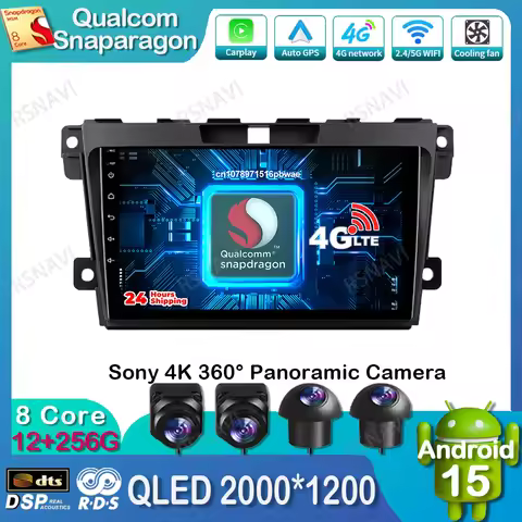 Android 15 Car Radio For Mazda CX-7 CX7 2008 2009 2010 2011 2012 2013-2015 IPS QLED 5G WIFI 360 Came