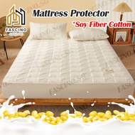 【SG】Soy Fiber Cotton Mattress Protector Anti-Dust Mite Queen King Size Fitted Bedsheet Mattress Cover Pillowcase