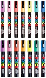 Posco Marker Sanetomo Posca Marker Acrylic Paint Pens Pastel 7 Color Set Total 14 Pens Tip width 0.9～1.3mm &amp; 1.8〜2.5mm PC-3M7C/PC-5M7C
