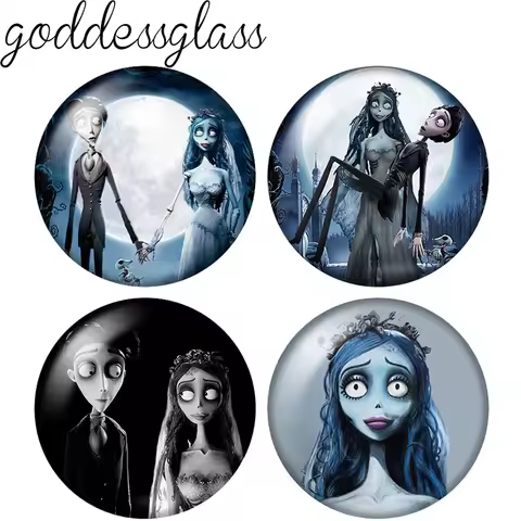 Tim Burton's Corpse Bride Love Round 10pcs 12mm/18mm/20mm photo glass cabochon flat back making find