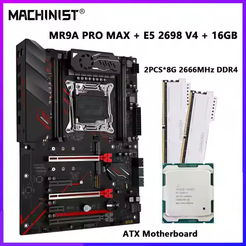 Комплект материнской платы MACHINIST X99 MR9A PRO MAX с процессором Intel Xeon E5 2698 V3 и 16 ГБ 26