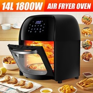 Oil Free Air Fryer Oven Toaster Rotisserie Dehydrator Countertop Oven With LED Digital Touch Screen Electric Deep Frye Black 14L 1800W