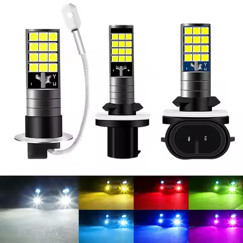 Multicolor H1 H3 H27 881 Fog Lights Bulb 3030 24SMD 900LM Yellow Pink Green Blue Car Driving Running
