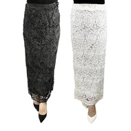 Big Sale!! 225 Rok Wnita Brukat Kilap Panjang Long Skirt Hitam Silver