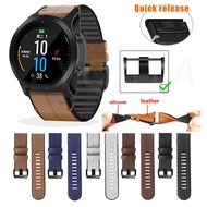 Straps Compatible with Gamrin Fenix 6/Fenix 6X 22mm 26mm Quick Easy Fit Genuine Leather and Silicone