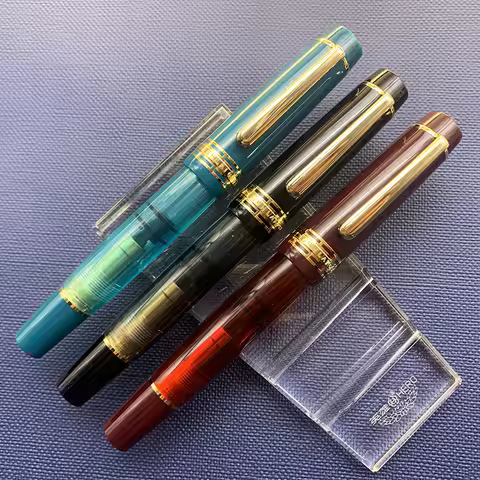 Classic Wing Sung 630 Fountain Pen 14K Gold Nib Wave Long Knife Nib Piston Gold Clip Resin Pen Stati