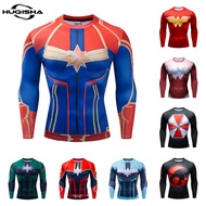 Captain Marvel Wonder Women T Shirt Men Compression GYM Sportswear Jersey Quick Dry Men Tshirt