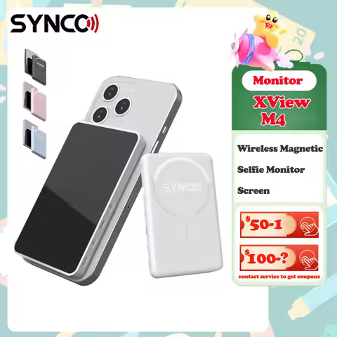 SYNCO XView M4 Wireless Magnetic Selfie Monitor Screen For Smartphone Selfie Vlog Live Stream Video 