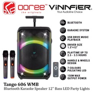 VINNFIER TANGO 606 WMB 12'' BASS BLUETOOTH KARAOKE SPEAKER WITH PARTY LIGHTS / AUX IN / USB / MICRO 
