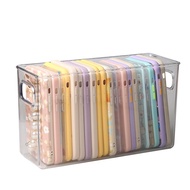 HTW shop Transparent Storage Box Phone cover storage box Portable Vanity Organizer phone case storag