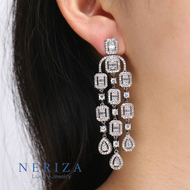 Neriza Jewelry/ ต่างหูระย้าออกงานเพชรสังเคราะห์ ประกายเทียบเท่าเพชรแท้ NE059