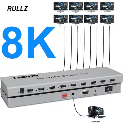 8K 60Hz HDMI Splitter 1 in 8 Out 4K HDMI Splitter 1x8 HDMI Video Distributor Converter EDID for PS4 