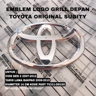 emblem logo grill depan toyota yaris bakpao vios gen 2 2006-2012 14cm part 75311-OD150 original genu