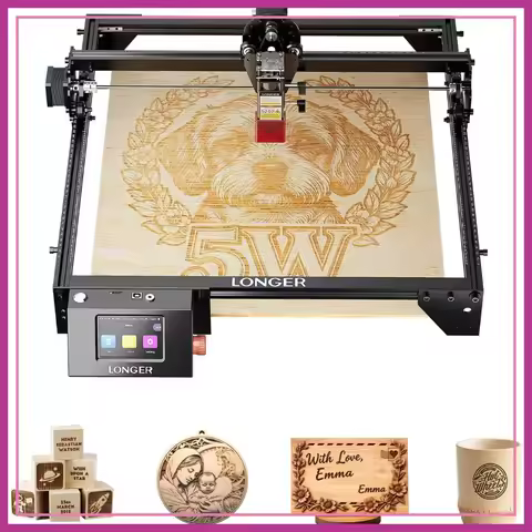 5W Laser Engraver Cutting Machine for Metal Wood, 3.5-Inch Touch Screen, Offline Engraving