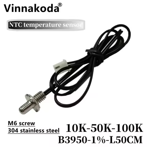 M6 Thread Temperature Sensor 304 Stainless Steel Probe 10K B3950 NTC Thermistor 50CM