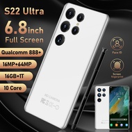 【original+READY】Original phone S22 Ultra S22Ultra 6.8 Inch HD full screen hp 16G RAM 1TB ROM 16MP 64MP cheap cellphone washing warehouse Android 12.0 Face Recognition Unlocked Mobile Phones Qualcomm 888+ 6800Mah