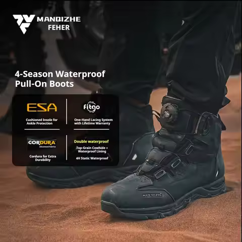 FEHER MQZ Series Motorcycle Boots Waterproof CE Level 2 Foot Protection Hiking Shoes All Season for 