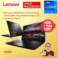 #1454 *Used Lenovo Ideapad 110 15 Intel Core i5-7200U 4GB 120GB SSD Radeon 530 3D Graphic W11 Laptop