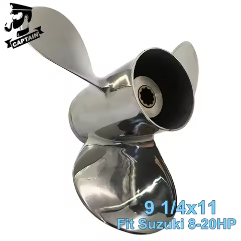 Captain Outboard Propeller 9 1/4X11 Fit Suzuki Engines DT15C DF15 9.9HP 15HP Stainless Steel Suzuki 