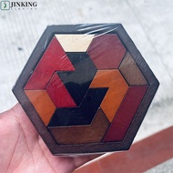 JINKING Educational Toys Puzzle Game Wooden Hexagonal IQ Brain Teaser