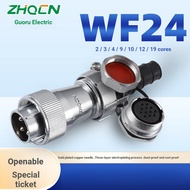 ZHQCN Guoru WF24 Aviation Plug Socket IP67 Waterproof TI+ZM Opening 24mm Wire Cable Connector