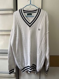 Fred Perry sweater v neck 白色衫v 領針織衫