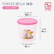 CJP Kiara - Toples Plastik Bulat 1 KG Kedap Udara Tempat Kerupuk Toples gula kopi