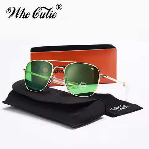 WHO CUTIE Cool American Optical Pilot Sunglasses Men Brand Designer Sunglasses Air Force AO Glass Le