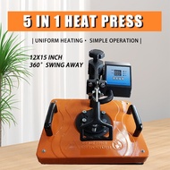 Heat Press Machine 5 in 1 Combo Heat Press Machine (Flatbed/Cap press/Plate press/Mug press in 1 mac