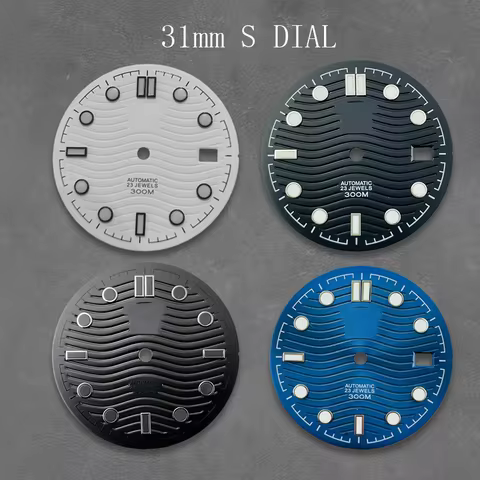 31mm Dial NH35 Dial S Dial Blue-Green Luminous Suitable for Seiko Watch Mod Parts