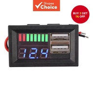 Dual USB 5V 2A Car Voltmeter Voltage Meter Panel 12V-24V 3S-7S Lithium Battery Capacity Indicator Po