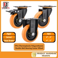 BANGFA Castor Roller 4pcs 'Swivel / Rigid / Total Brake' 2''/3''/4''/5'' TPU Double Ball Bearing Castor Wheel