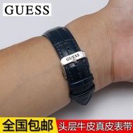 Suitable for guess Gayles watch strap genuine leather cowhide men's and women's pin buckle leather watch chain accessories 20 22mm