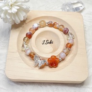 [Horoscope - Aries] Carnelian Flower, Snowflake Agate, Citrine | Crystal Bracelet