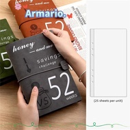 ARMARIO 52 Week Savings Challenge Binder, 6-holes Reusable Savings Binder, A5 with Cash Envelope Lea