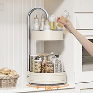 Rotating Spice Rack Storage Rack with Tray Stainless Steel Multi-layer Countertop Kitchen Spice Rack
