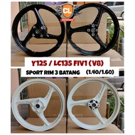 Y125ZR / LC135 V8 FIV1 399 SPORT RIM ENKEI 3 BATANG ( 1.40/1.60 -17 )( BRIGHT BLACK / MILKY WHITE ) 