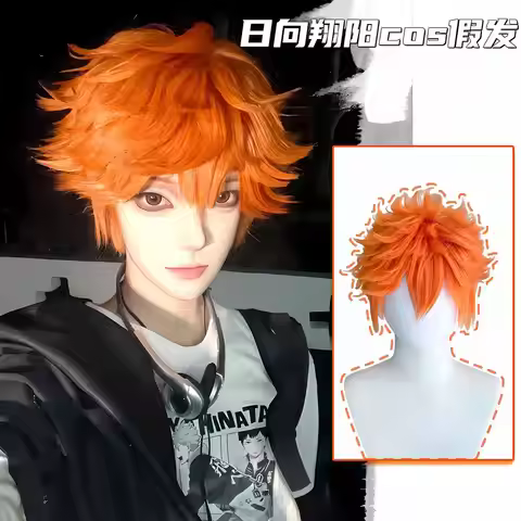 High-Quality Cosplay Wig for Shoyo Hinata | Styled Orange Spiky Hair from Haikyuu!! Volleyball Anime