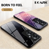 For OPPO Reno 11F 5G Phone Case Gradient Starry Luxury Slim Tempered Glass Casing Soft Silicone Edge
