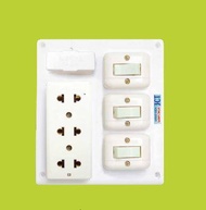 Bảng điện 1 cầu chì 3 công tắc 1 ổ cắm 3CT Sopoka - Điện Việt