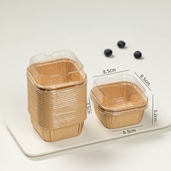 50PCS Square Baking Cup Disposable Cake Box with Lids Heat Resistant Mould Oven Tools 6.5x3.5CM