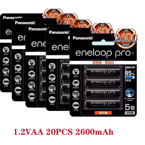 Genuine Panasonic Eneloop Pro AA 2600mAh 1.2V Ni-MH Pre-Charged Rechargeable Batteries for Camera Fl