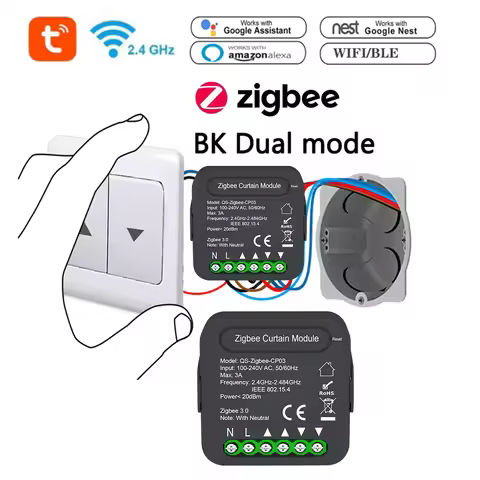 QS-Wifi/Zigbee-CP03 Tuya ZigBee/WiFi Curtain Switch Module for Roller Shutter Blinds Smart Home Goog